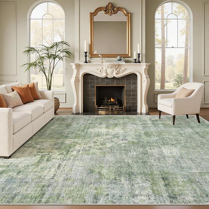 Abstract Rug 8x10 Large Living Room Rugs Neutral Modern Washable Area Rugs - Image 2