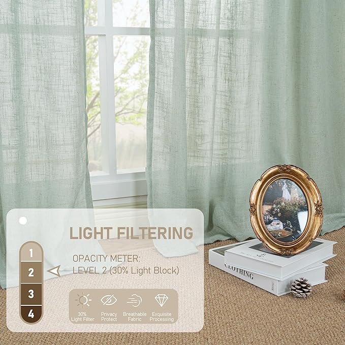 Short Kitchen Linen Curtains 24 Inch Length - Image 4