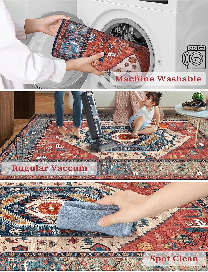 SERISSA 2'6"x16' Washable Non Slip Boho Runner Rug - Image 3