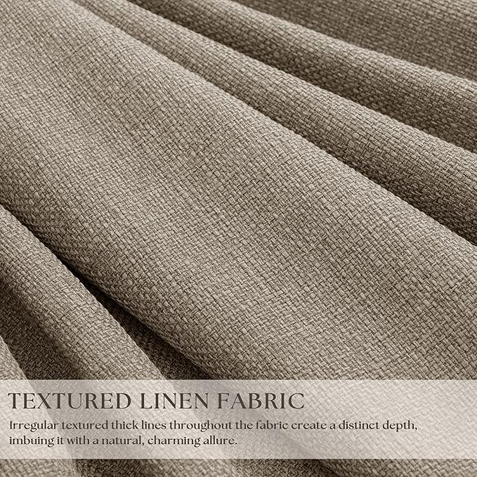 Deep Flax Blackout Pinch Pleat 100 Inch Linen Curtains 2 Panels Set | - Image 3
