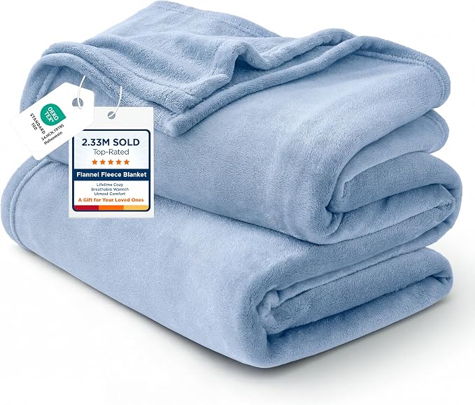 Bedsure Fleece Throw Blanket for Couch Light Blue by BEDSURE