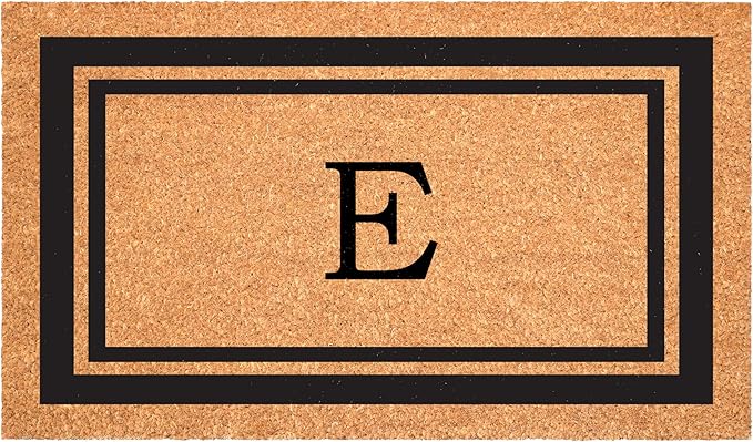 Calloway Mills 152961830E Black Border 18" x 30" Monogram Doormat, (Letter E)
