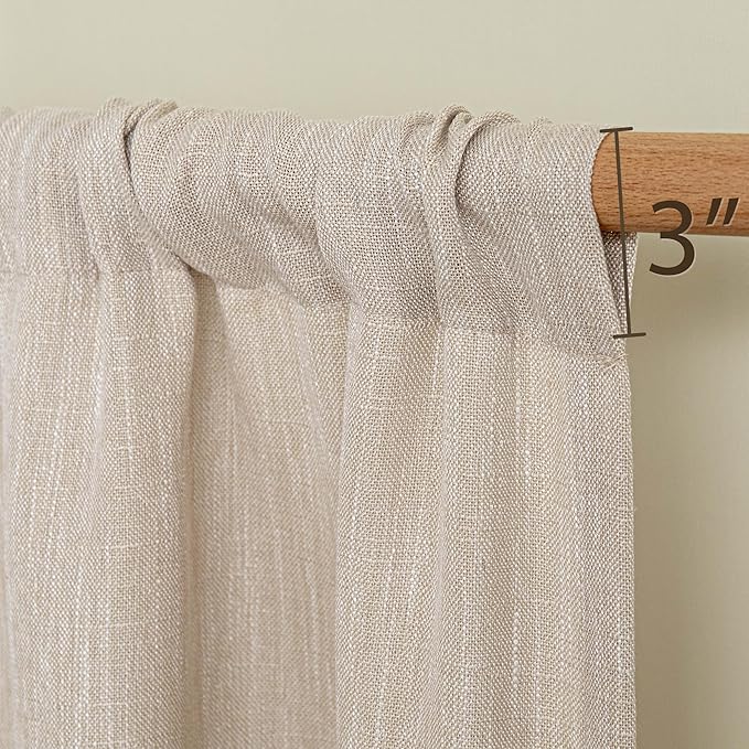 MYSKY HOME Semi Sheer Light Oatmeal Curtains 36 Inches Long - Image 5
