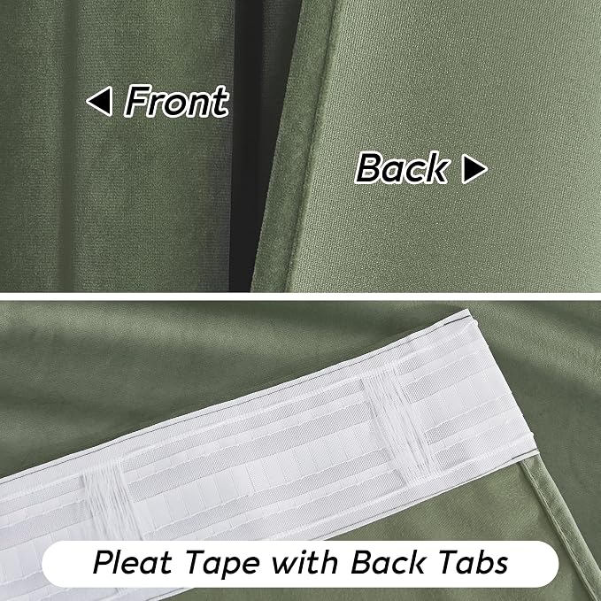 RYB HOME Sage Green Velvet Curtains - Image 4