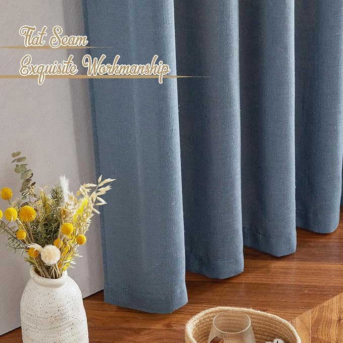 NICETOWN Stone Blue Linen Blend Curtains - Image 6