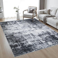 5x7 Area Rug Living Room: Modern Washable Soft Carpet Dark Black | by FXRHLP