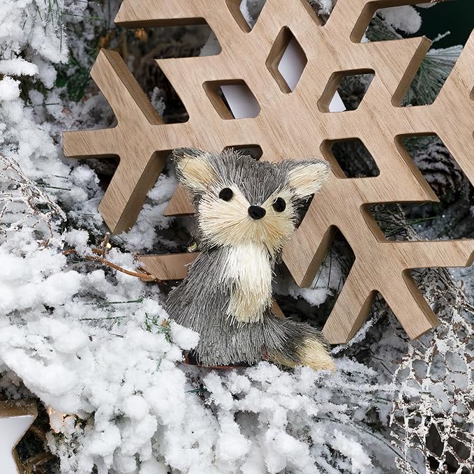 AuldHome Design Woodland Friends Figurines (Set of 3, Fox/Owl/Hedgehog); Forest Animals Decor for Fall, Christmas, Winter and Themed Decor or Parties