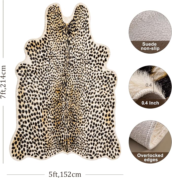 Cheetah Print Rug, Leopard Rug 5.2x7 Faux Animal Print Skin Cheetah Area Rug - Image 2