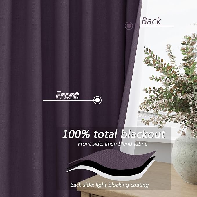 Guken 100% Blackout Curtains 84 Inch Length 2 Panels Set - Image 4