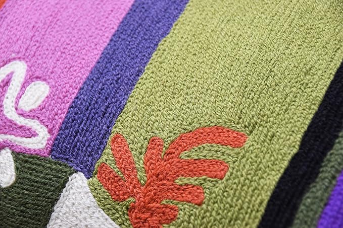 Lumbar Matisse Decorative Pillow Cover Art Nouveau Toss Pillowcase Farmhouse Chair Cushion Contemporary Pillowsham Mid-Century Couch Cushions Hand Embroidered Pillow Wool 18x18