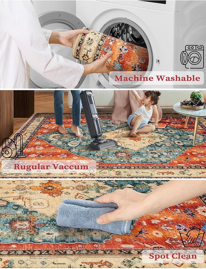 SERISSA 2'6"x14' Washable Non Slip Boho Runner Rug - Image 4