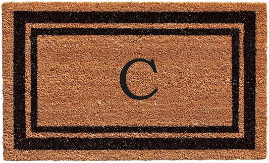 Calloway Mills 152963672C Black Border 36" x 72" Monogram Doormat Letter (C)