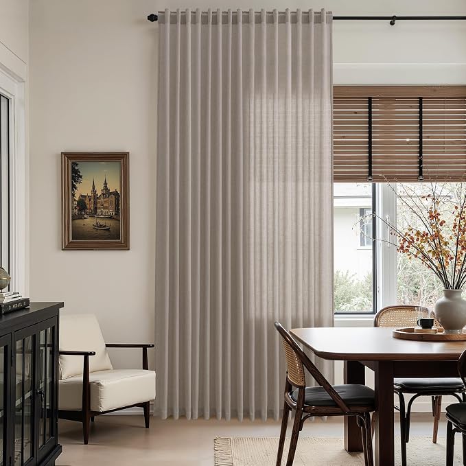 Nanspring Stone Beige Linen Curtains 84 Inches Long - Image 6