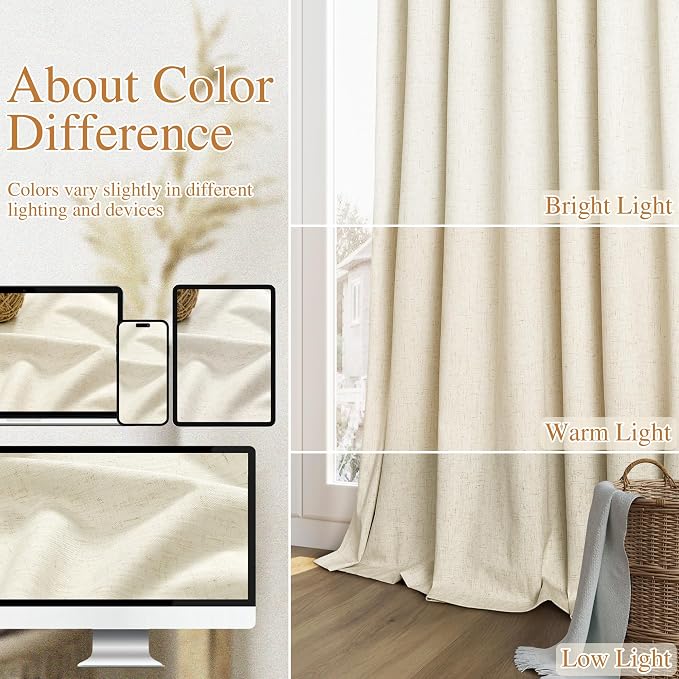 Guken 100% Blackout Curtains 96 Inch Length 2 Panels Set - Image 7