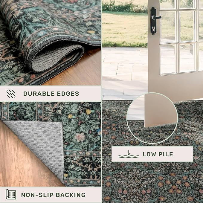Dark Green 2x4 Rug Runner, Entryway Rugs, Small Runners - Image 4