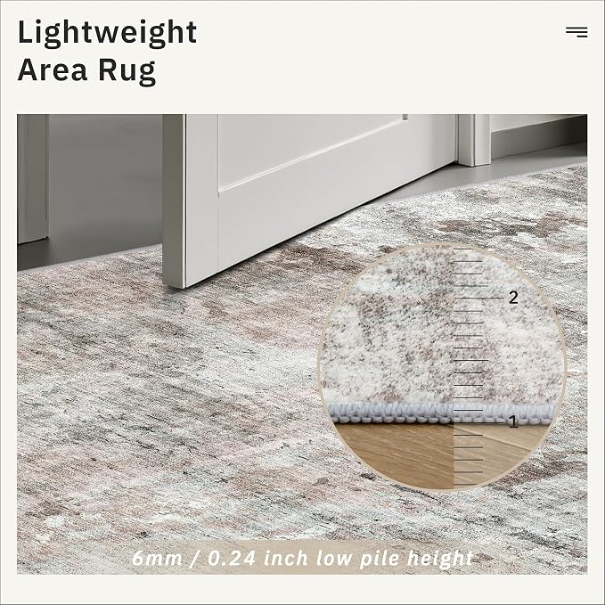 Soalmost Abstract Runner Rug 2x12 Hallway Kitchen Runners Pink/Grey | Vintage - Image 7