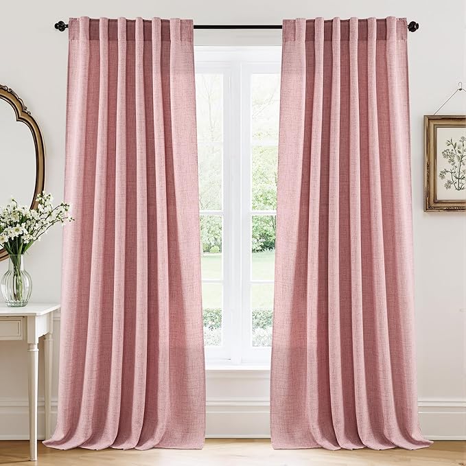 RYB HOME Sheer Curtains 102 inches, Extra Long Floor to Ceiling Curtains | Half by RYBHOME