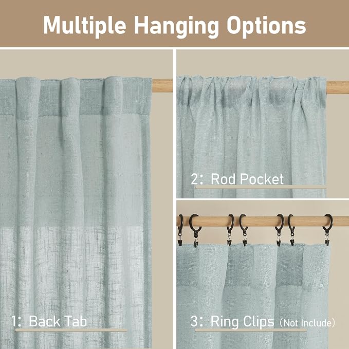 Linen Semi Sheer Curtains 48 Inch - Image 3