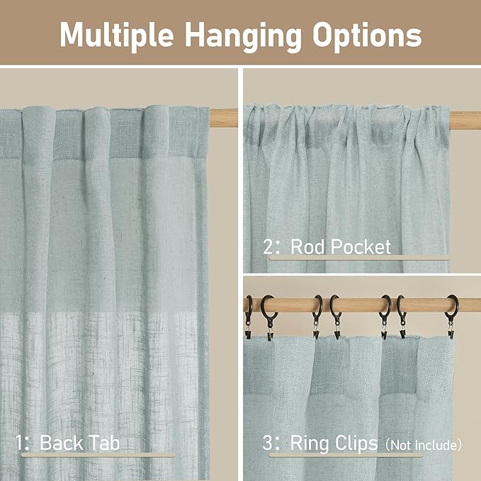 Light Filtering Linen Curtains 68 inches Long - Image 2