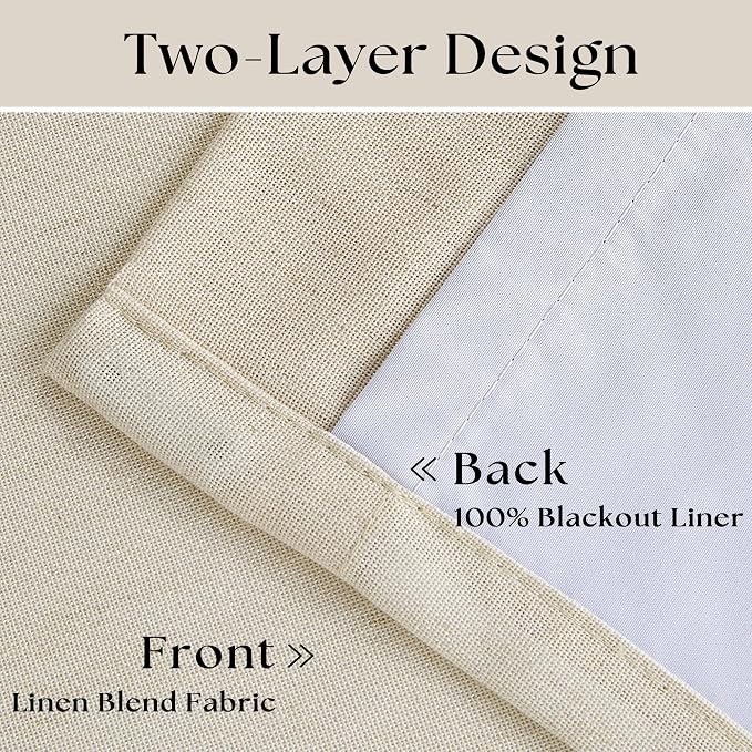 Cream Beige Pinch Pleated 120 Inch Curtains High Ceiling Linen Curtains | 100% - Image 4