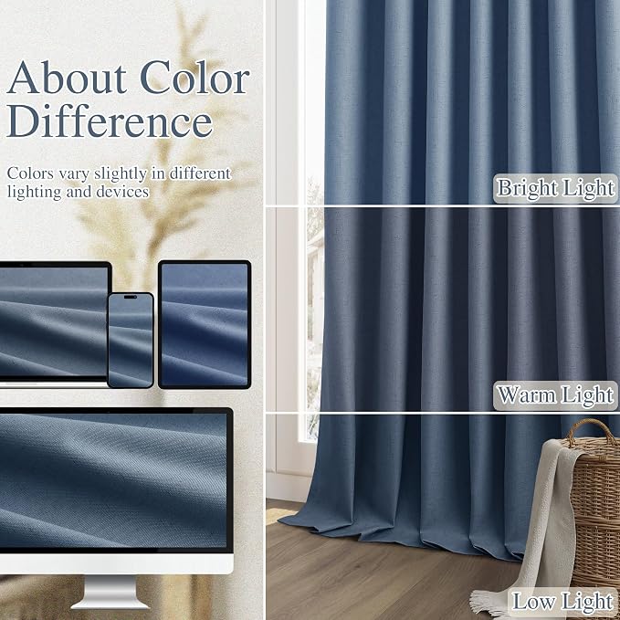 Guken 100% Blackout Curtains 90 Inch Length 2 Panels Set - Image 7