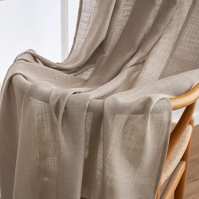 MIULEE Taupe Linen Curtains 52x54 Inch Length 2 Panels - Image 6