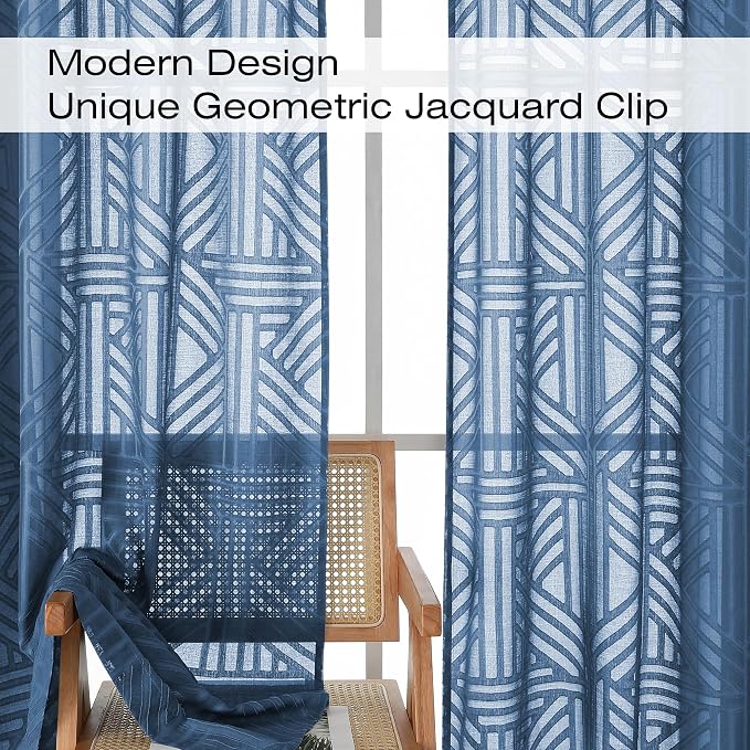 Simplebrand Semi Sheer Dusty Blue Curtains 96 Inches Long 2 Panels, Light - Image 4