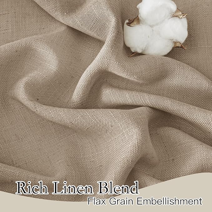RYB HOME Linen Semi Sheer Kitchen Curtains Over Sink 36 inches Length | Light - Image 3