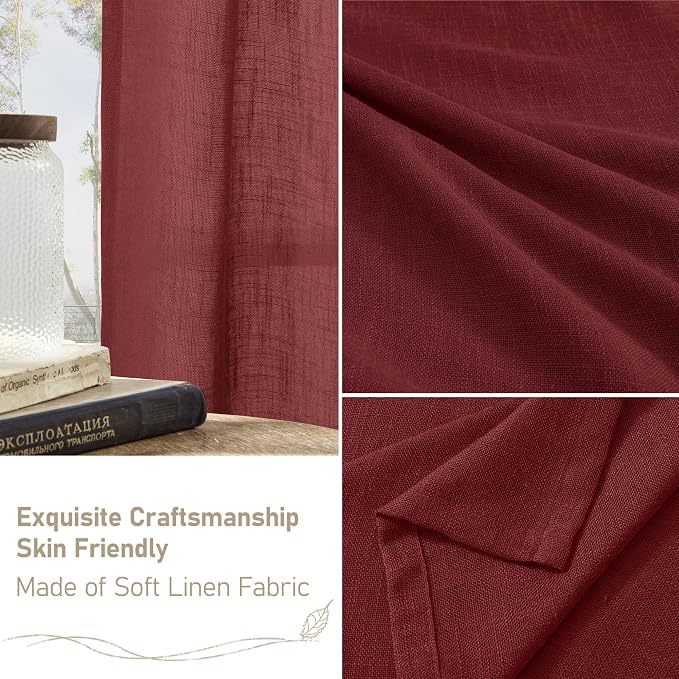 Linen Curtains 48 Inch Length Semi Sheer Light Filtering 2 Panels | Christmas - Image 6
