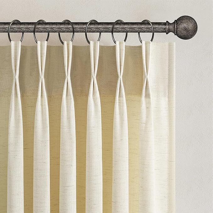 Topfinel 105 Inch Curtains 2 Panels Set, Two Packs Pinch Pleat Back Tab Linen by Topfinel