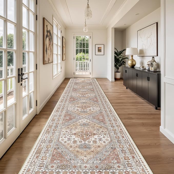 Washable Runner Rug 2.5x14, Non-Slip Long Kitchen Mats by Restydon