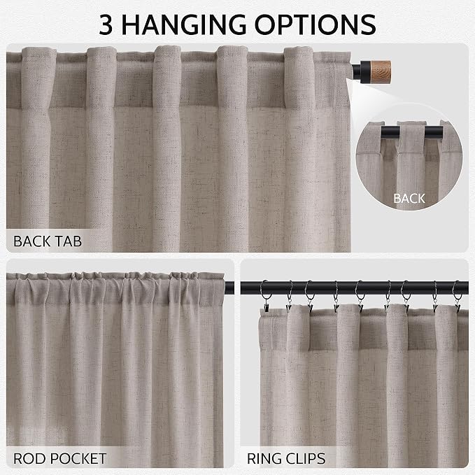 Stone Beige Curtains 63 Inch Length - Image 2