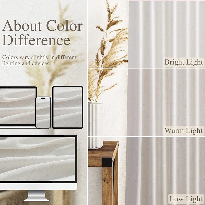 Natural Linen Curtains 90 Inches Long - Image 3