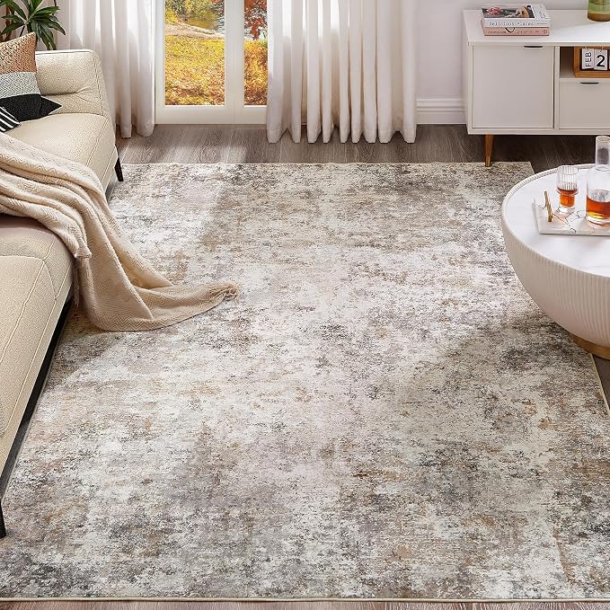 UERMEI 5x7 Area Rug Living Room Rugs Washable Neutral Brown Grey Carpet | by UERMEI