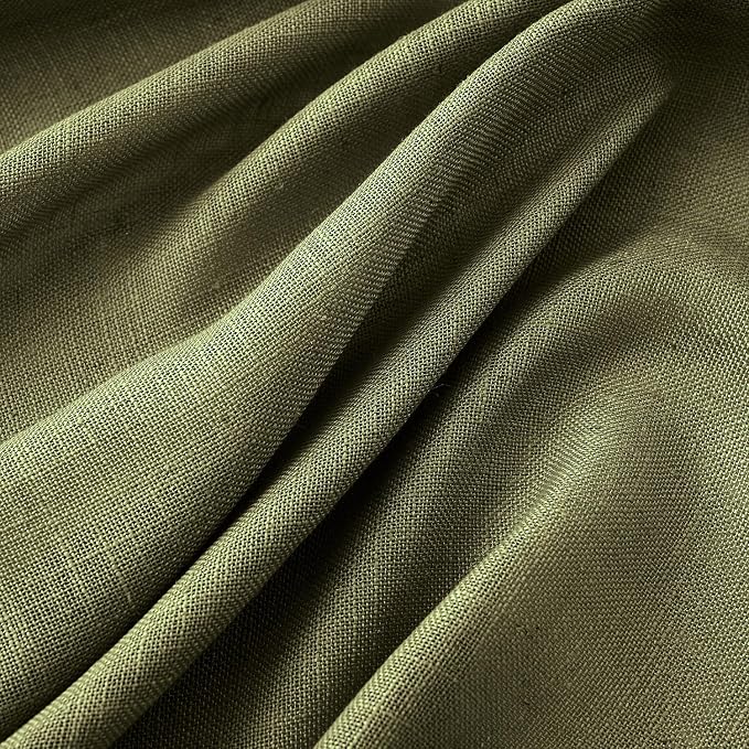 MIULEE Light Olive Green Linen Curtains 96 Inches Long 2 Panels - Image 4