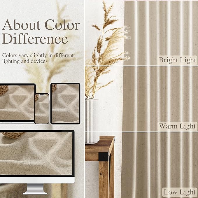 Nanspring Taupe Burlywood Curtains 96 Inches Long - Image 3