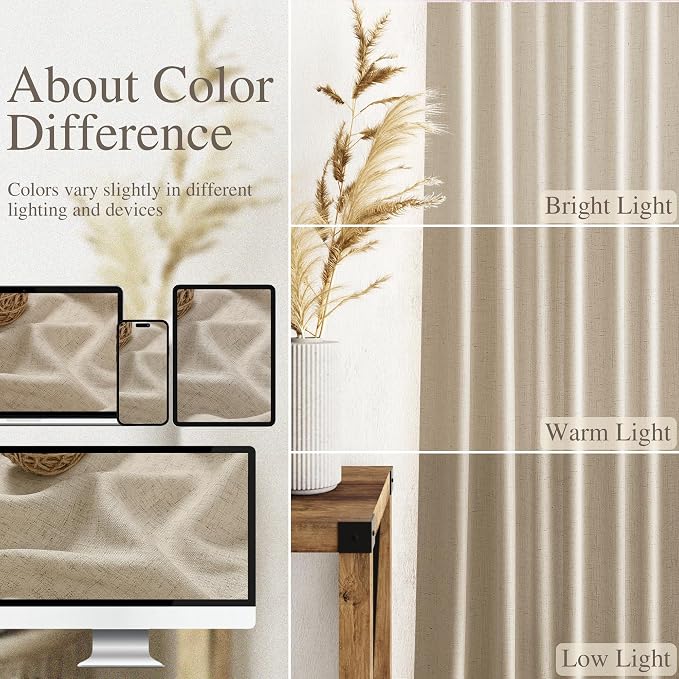 Taupe Burlywood Linen 112 Inch Curtains - Image 3