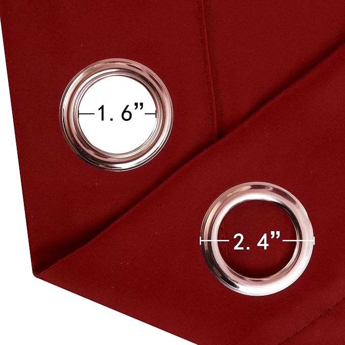 Dark Red Thermal Blackout Curtains/52 x 95 Inch/Set of 2 Panels Room Darkening - Image 6