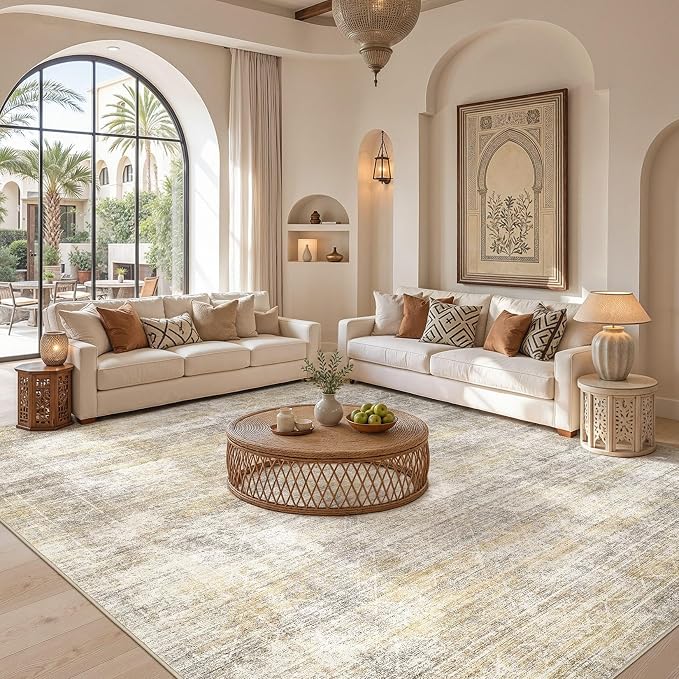 cotiled Boho 10x12 Area Rug for Living Room: Large Moroccan Washable Rug | - Image 4