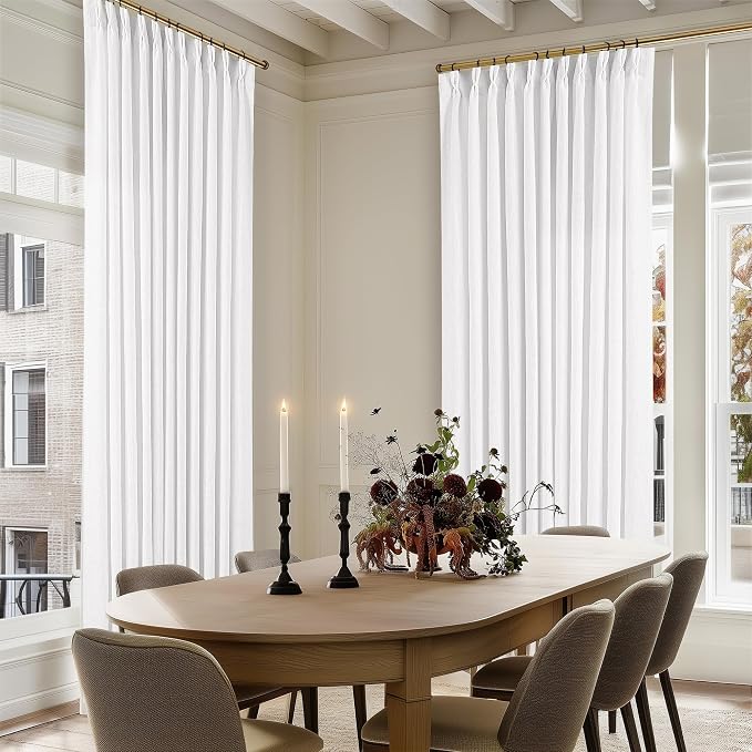 Snow White Pinch Pleat Semi Sheer Linen Curtains W70xL108 1 Panel | Light - Image 5