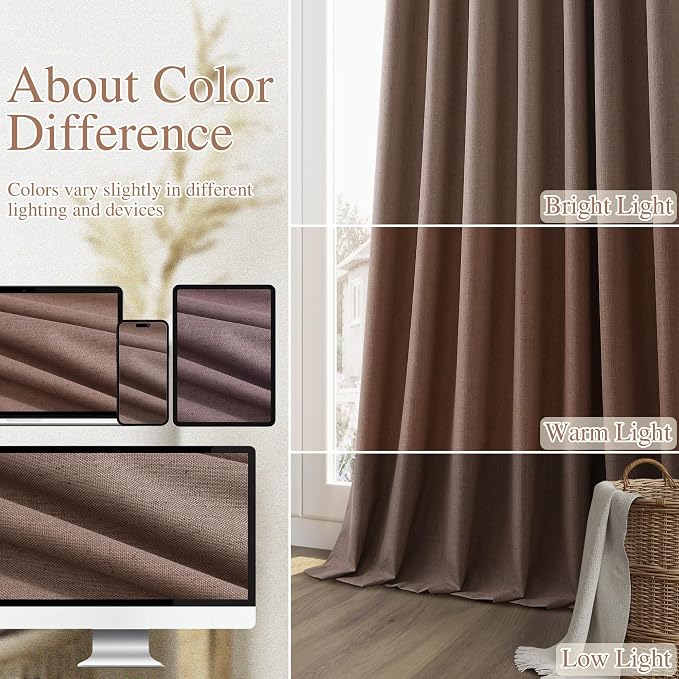 100% Blackout Curtains 108 Inch Length 2 Panels Set - Image 7