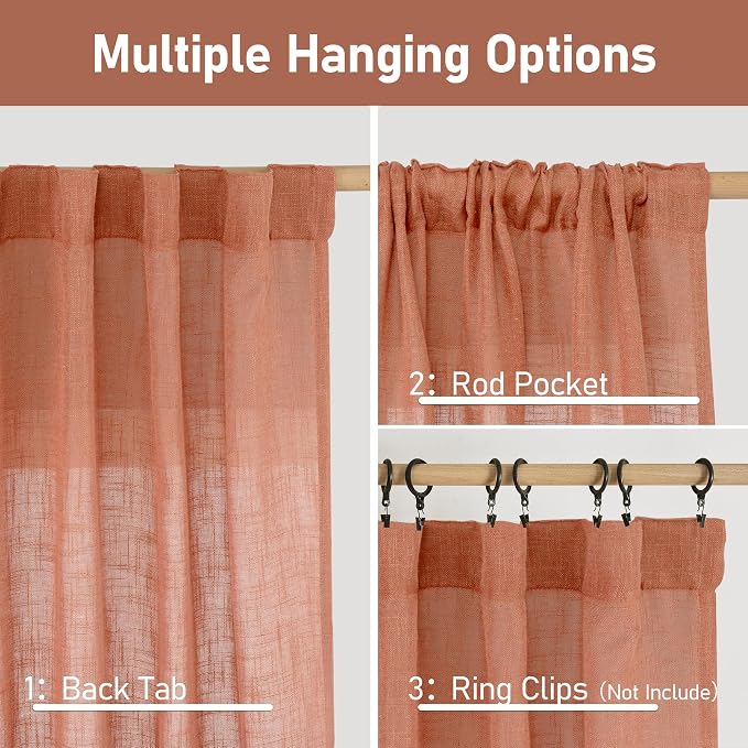 48 Inch Short Window Linen Curtains - Image 3