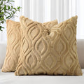 decorUhome Throw Pillow Covers 24x24 Inch Set of 2, Soft Plush Faux Wool Khaki by decorUhome