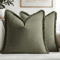 MIULEE Decorative Throw Pillow Covers Neutral Linen Fringe Throw Pillows Set of by MIULEE