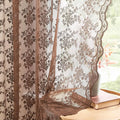YJ YANJUN Vintage Lace Curtains 63 Inch Length-Victorian Floral Brown Sheer by YJYANJUN