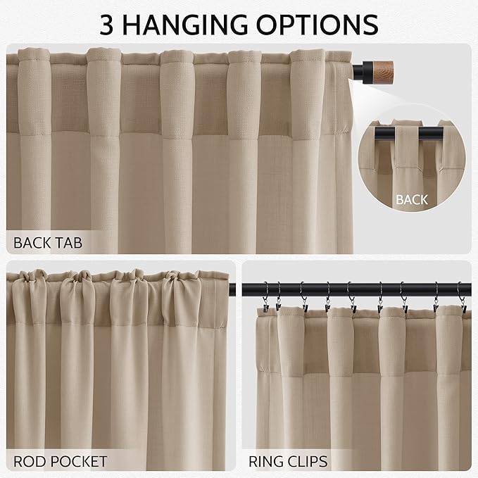 Sepia Beige Linen Curtains 112 Inches Long - Image 2