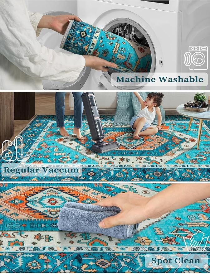 SERISSA 2x5 Washable Non Slip Boho Runner Rug - Image 3