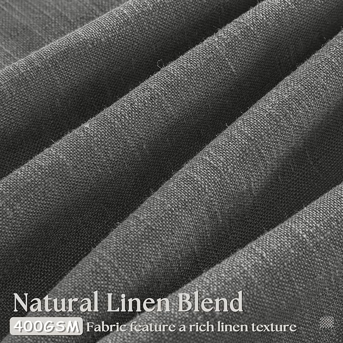 Charcoal Gray Linen Pinch Pleat Semi Sheer 120 Inch Curtains 2 Panels Set | - Image 3