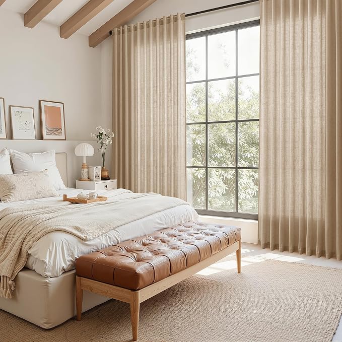 Sand Beige Linen 112 Inch Curtains - Image 7