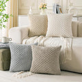 Set of 4 Neutral Decorative Throw Pillow Covers 16x16 Inch Corduroy Pillow by Cozoomy